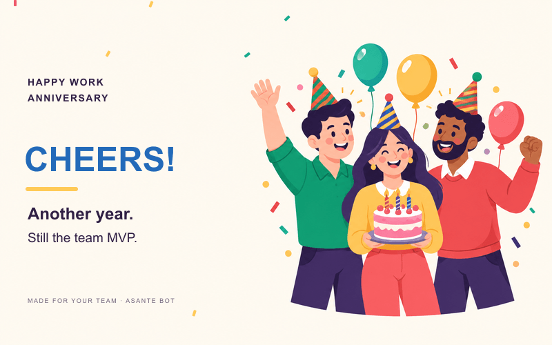 Work anniversary card: Another year. Still the team MVP.